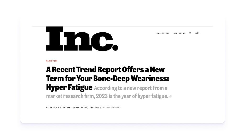 hyper fatigue - new report 2023