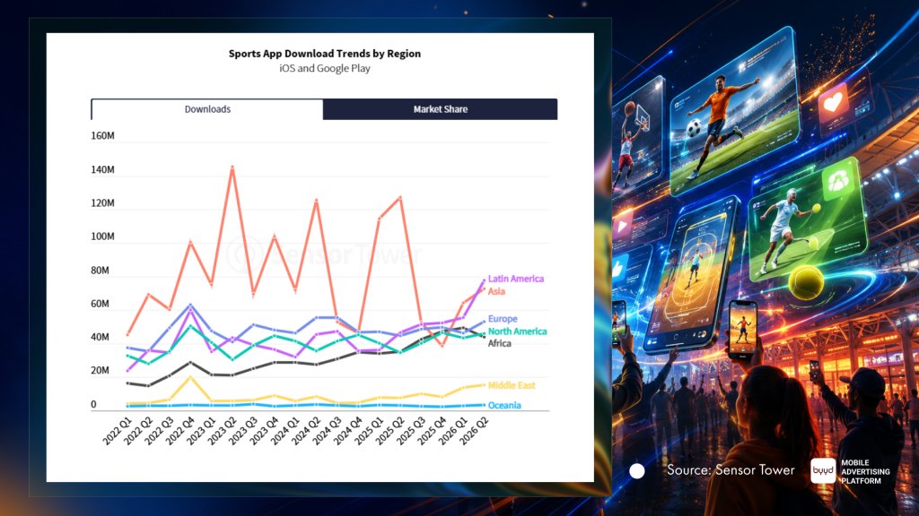 Sports app download trends by region 