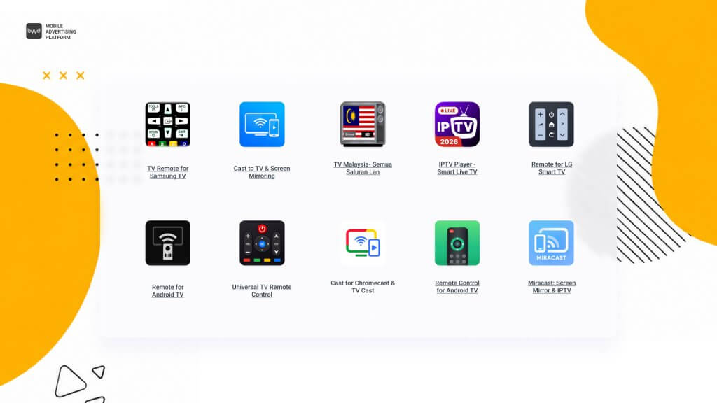 Examples of BYYD online TV apps