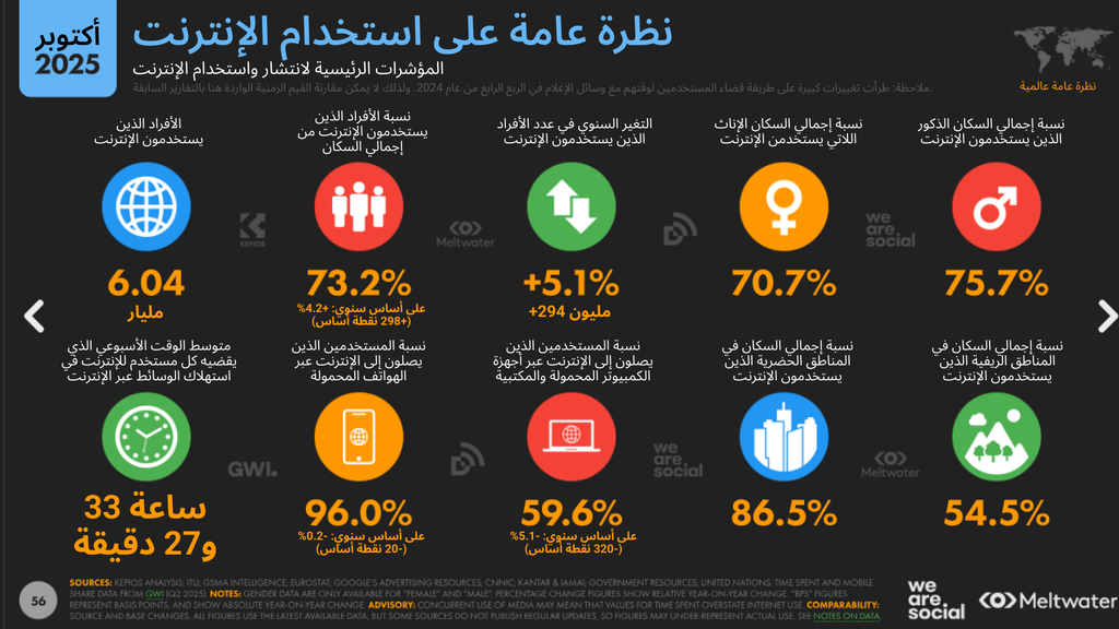 نظرة عامة على استخدام الإنترنت